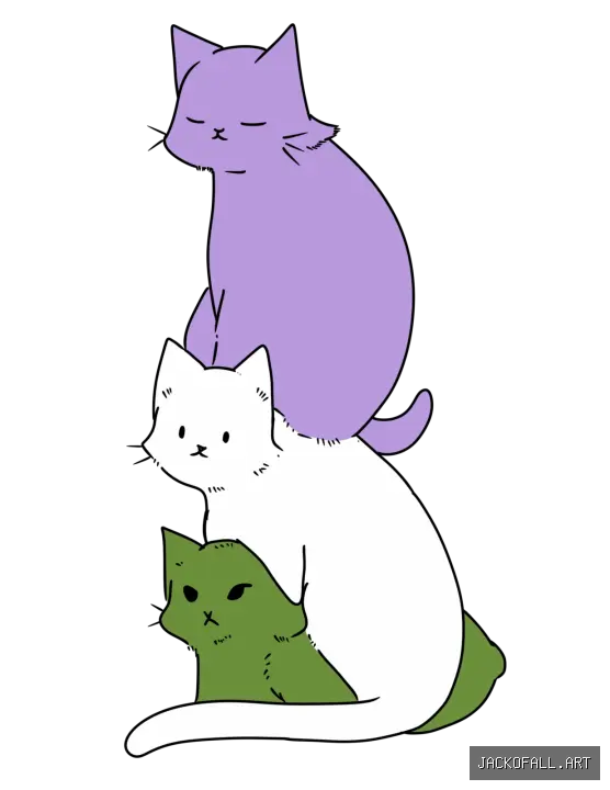 3 Stacked Cats - Genderqueer